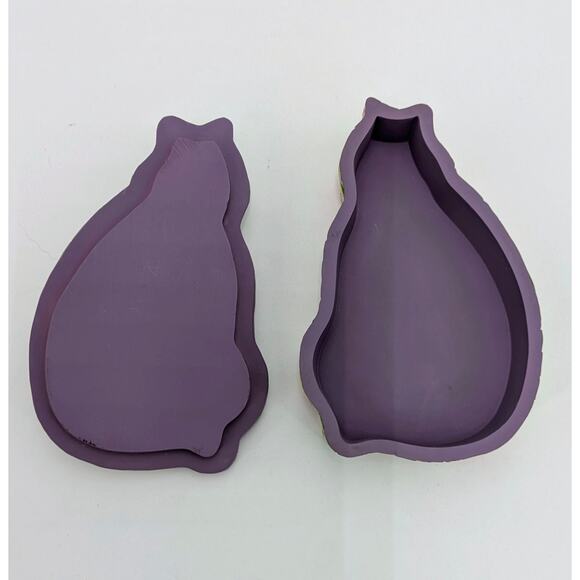 Jim Shore Cat Trinket Box Heartwood Creek Quilt Folk Art Resin Case Floral Decor - Picture 5 of 9